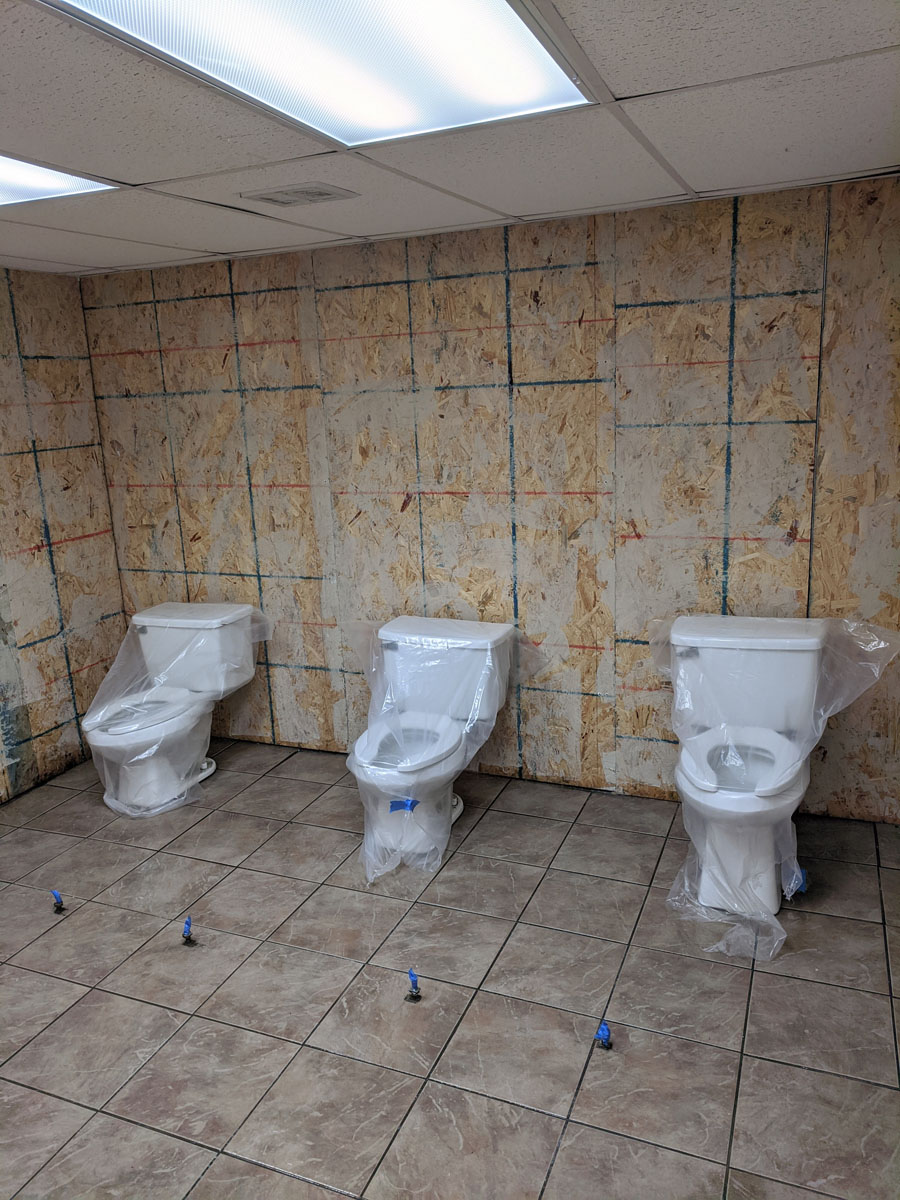 Commercial Bathroom Tile Walls - B&G Custom Builds